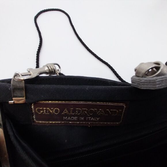 Gino Aldrovandi Black Sparkly Evening Purse with Rhinestones Shoulder Bag 10"x6" - Picture 8 of 14